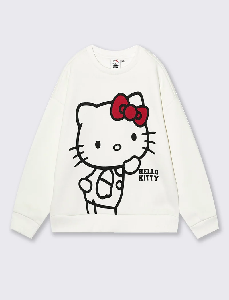 Felpa girocollo con stampa Hello Kitty - Bianco
