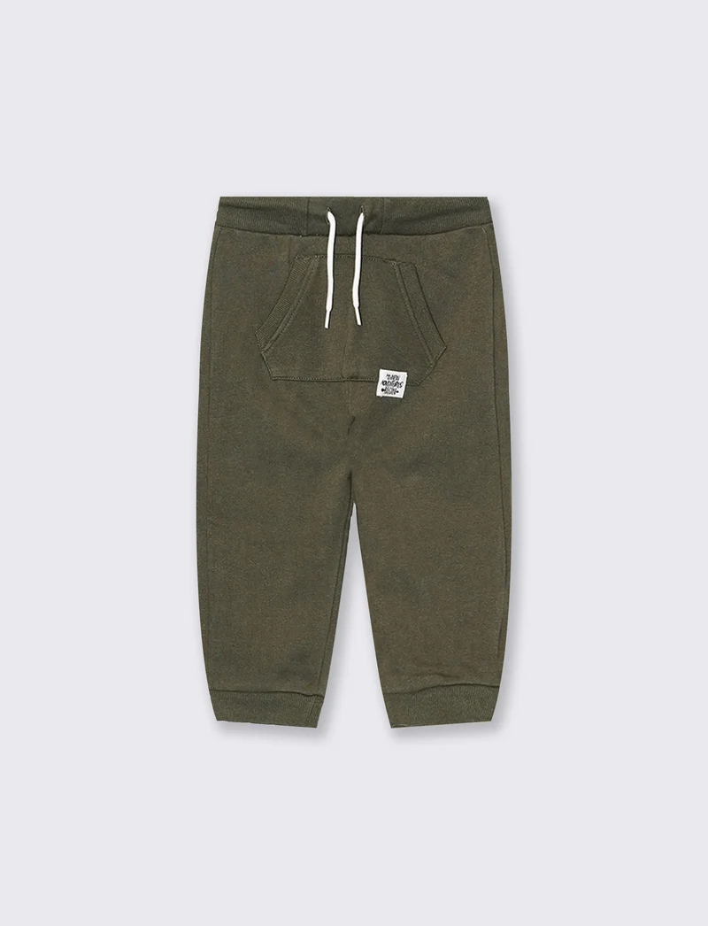 Pantalone jogger con tasca kangaroo - Verde militare