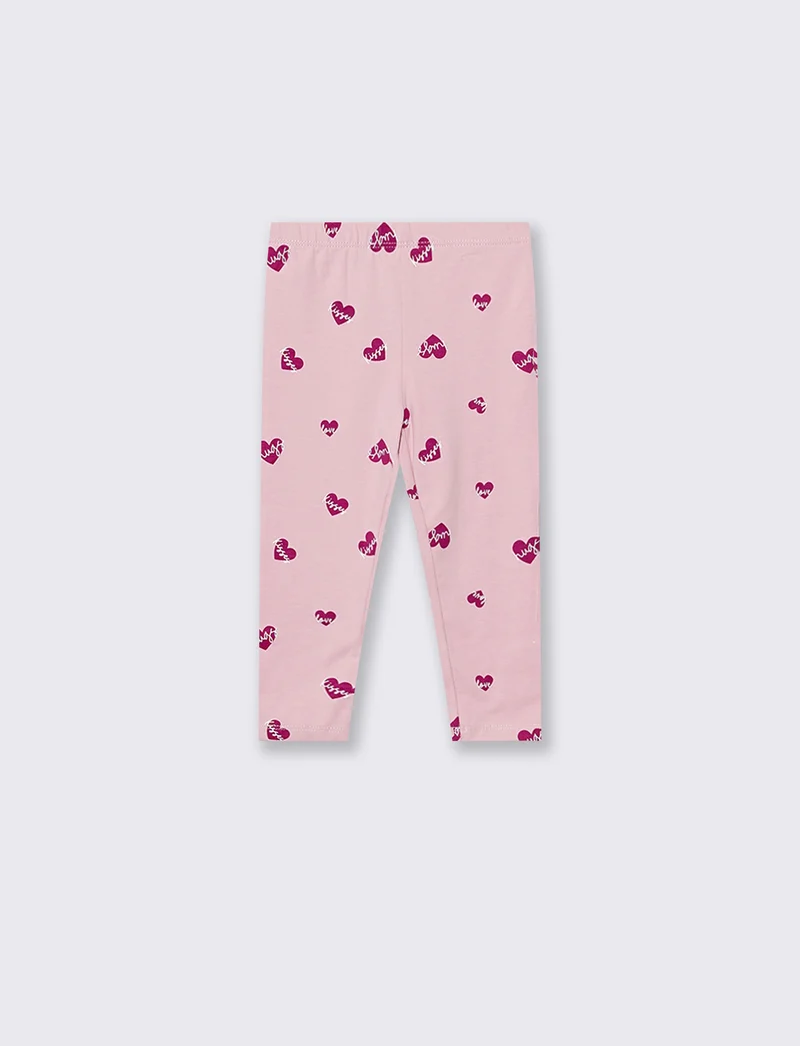 Leggings in jersey con stampa all over - Rosa