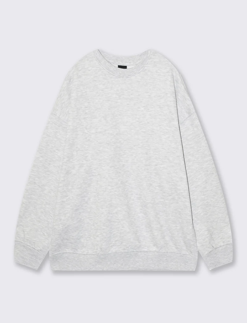 Felpa oversize basica con girocollo - Grigio chiaro mel.