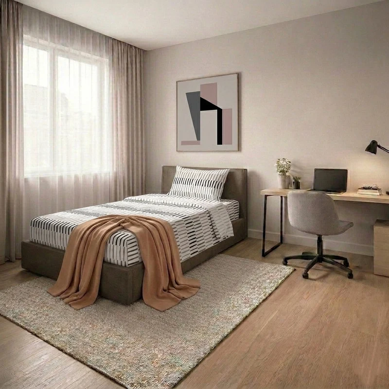 Completo Letto Singolo in Cotone con Stampa Niord Grey