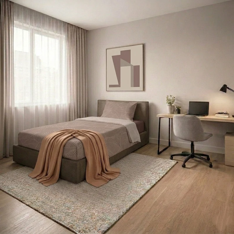 Completo Letto Singolo in Cotone con Stampa Gylfe Beige