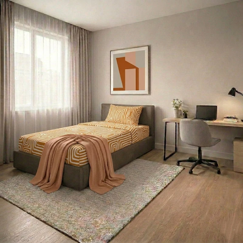 Completo Letto Singolo in Cotone con Stampa Danjel Rust