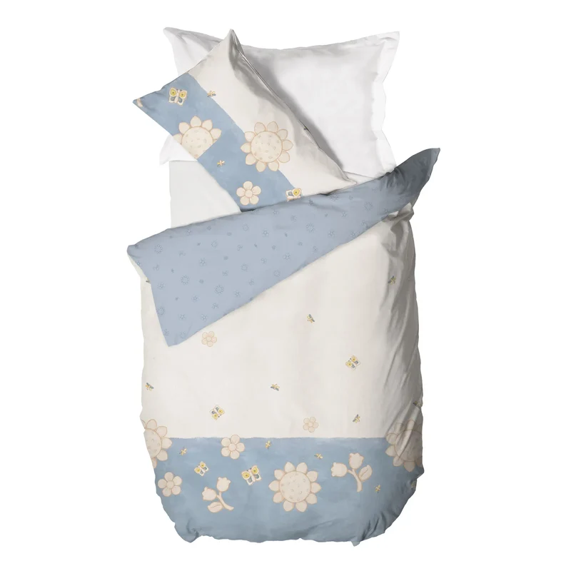 THUN® Parure Copripiumino Singolo in Cotone Elegance Azzurro