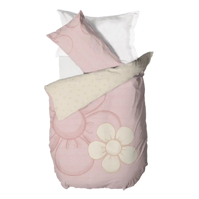 THUN® Parure Copripiumino Piazza e Mezza in Cotone Iconic Elegance Daisy Pink