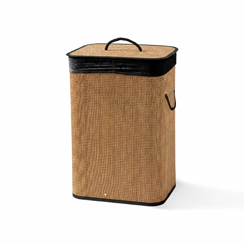 Cesto Lavanderia in Bamboo in Display Soft cm 52x32x63 Tinta Unita Black