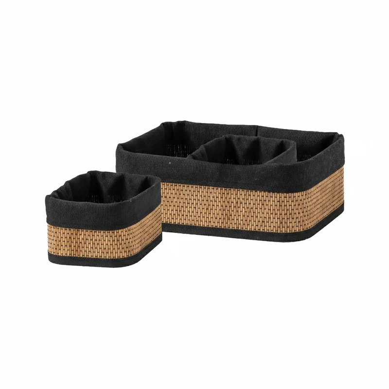 Set 3 Cestini Lavanderia in Bamboo in Display Soft Standard Tinta Unita Black