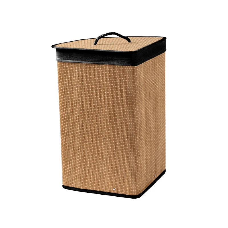 Cesto Lavanderia Angolo in Bamboo in Display Soft cm 35x60 Tinta Unita Black