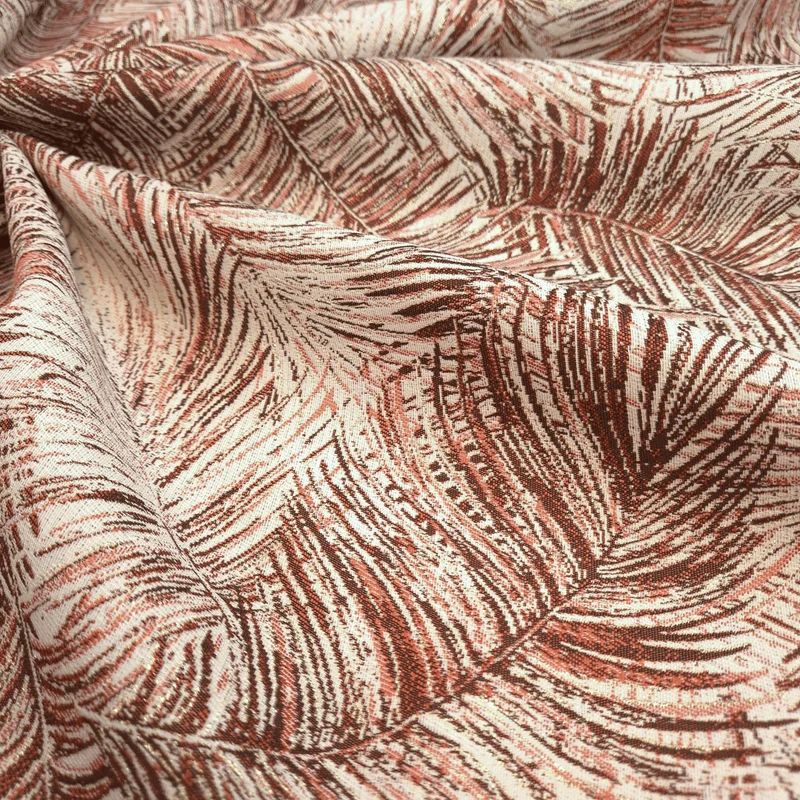 Tessuto Arredo Jacquard H 140 cm - FOLIAGE SALMONE/LUREX ORO