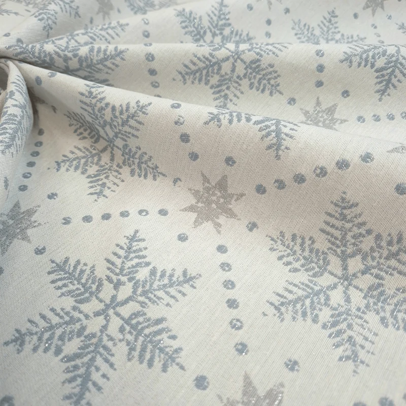 Tessuto Arredo Jacquard H 140 cm - FIOCCHI DI NEVE CARTA DA ZUCCHERO/LUREX ARGEN