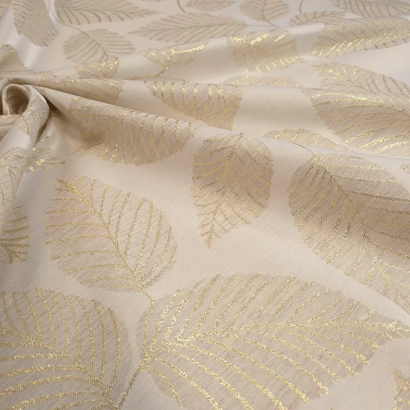 Tessuto Arredo Jacquard H 140 cm - FOGLIE LUREX ORO