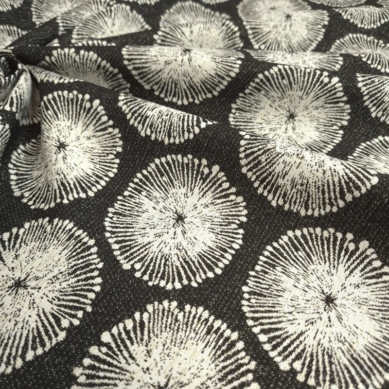 Tessuto Arredo Jacquard H 140 cm - SOFFIONI NERO/LUREX ORO
