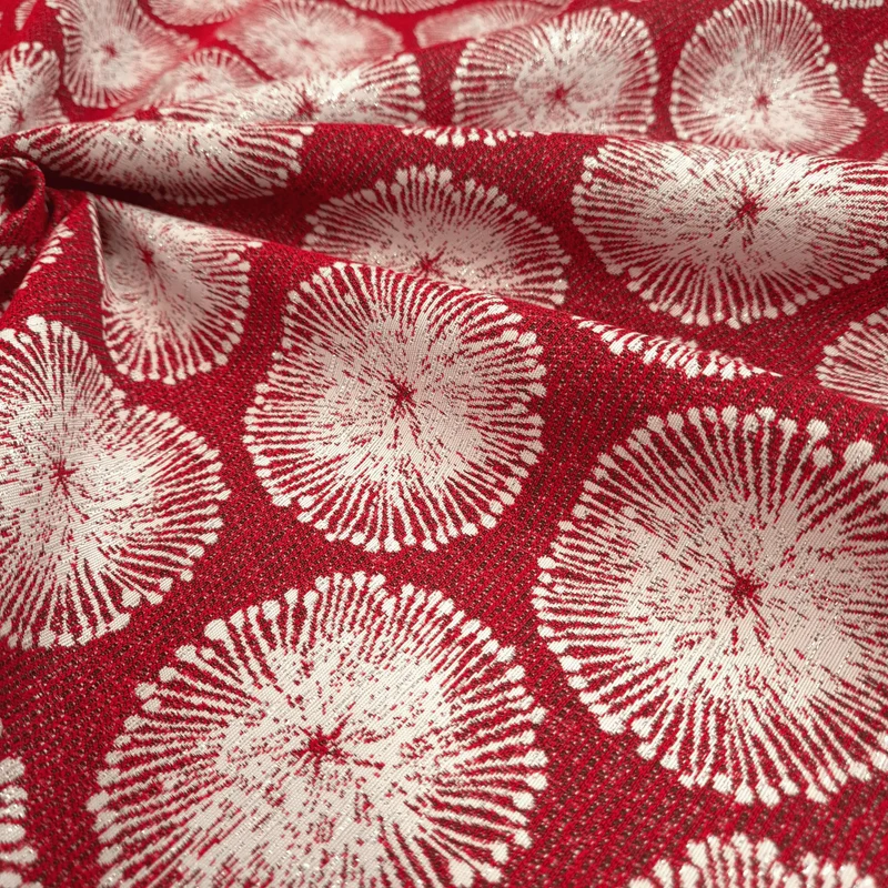Tessuto Arredo Jacquard H 140 cm - SOFFIONI ROSSO/LUREX ARGENTO