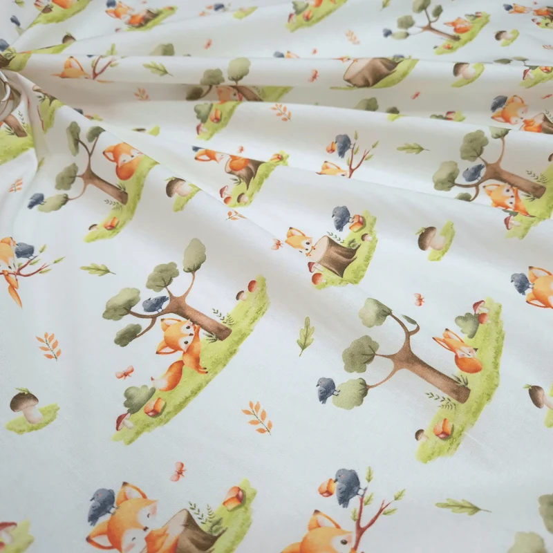 Tessuto Cotone H 140 cm - VOLPINE NEL BOSCO