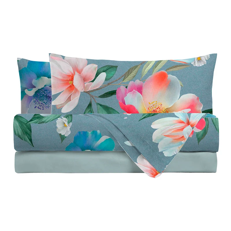 Di Maestro Completo Letto Stampa Digitale Matrimoniale Jules Blue