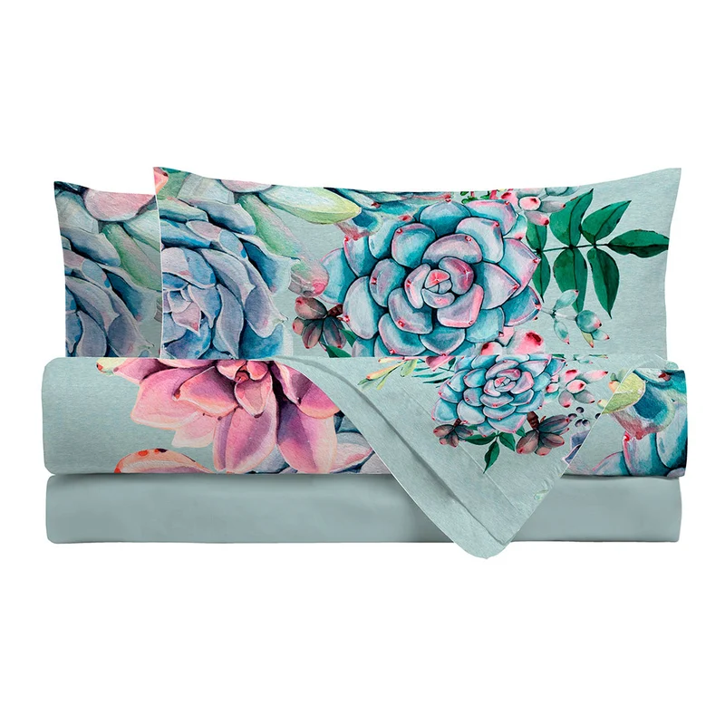 Di Maestro Completo Letto Stampa Digitale Matrimoniale Desert Bloom Aqua