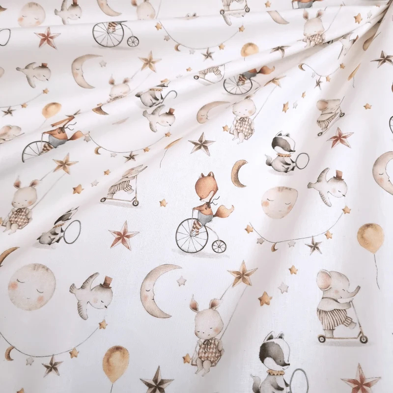 Tessuto Cotone H 140 cm - ANIMALETTI SOGNATORI