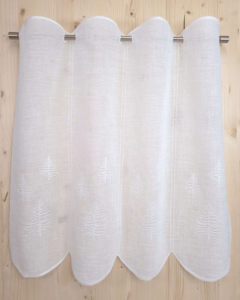 Tenda a vetro ricamata - ABETE BIANCO