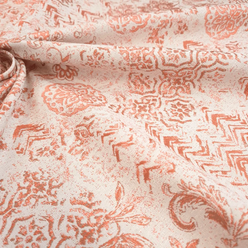 Tessuto Arredo Jacquard H 140 cm - DAMASCATO/ARANCIO