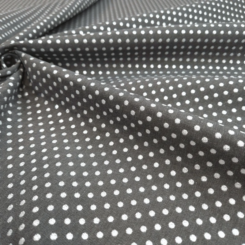 Tessuto Arredo Jacquard H 140 cm - ANTRACITE/POIS LUREX ARGENTO