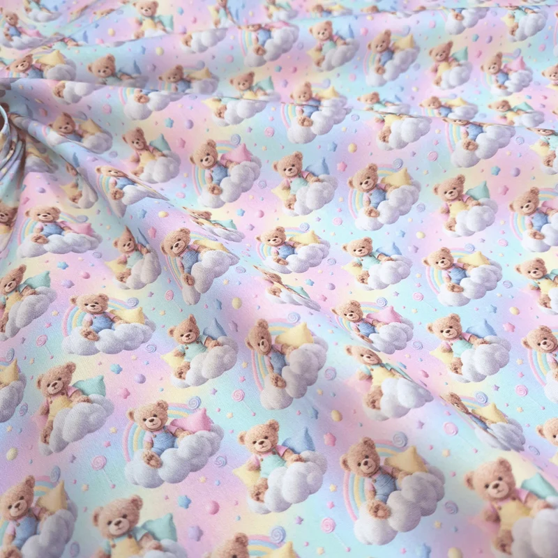 Tessuto Cotone Stampa Digitale 3D H 145 cm - ORSETTI ARCOBALENO