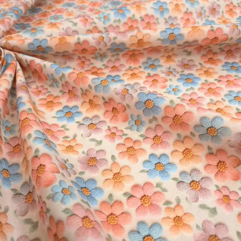 Tessuto Cotone Stampa Digitale 3D H 145 cm - FIORELLINI PASTELLO