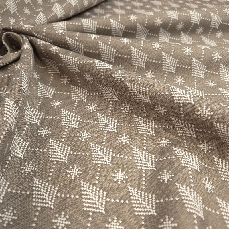 Tessuto Arredo Jacquard H 140 cm - ALBERI GEOMETRICI/TORTORA SCURO