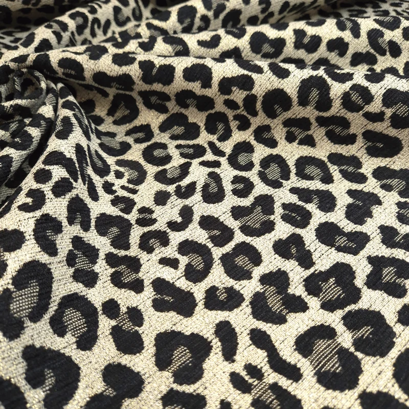 Tessuto Arredo Ciniglia/Jacquard H 140 cm - MACULATO NERO/LUREX ORO