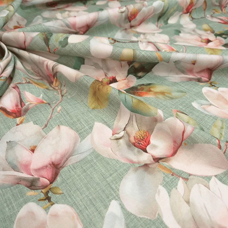 Cotone Fondo Panama Digital H 160 cm - MAGNOLIE/MENTA