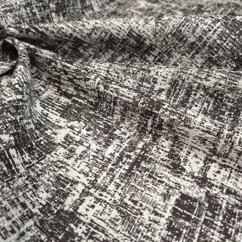 Tessuto Arredo Jacquard H 140 cm - TEXTURE NERO/LUREX ARGENTO