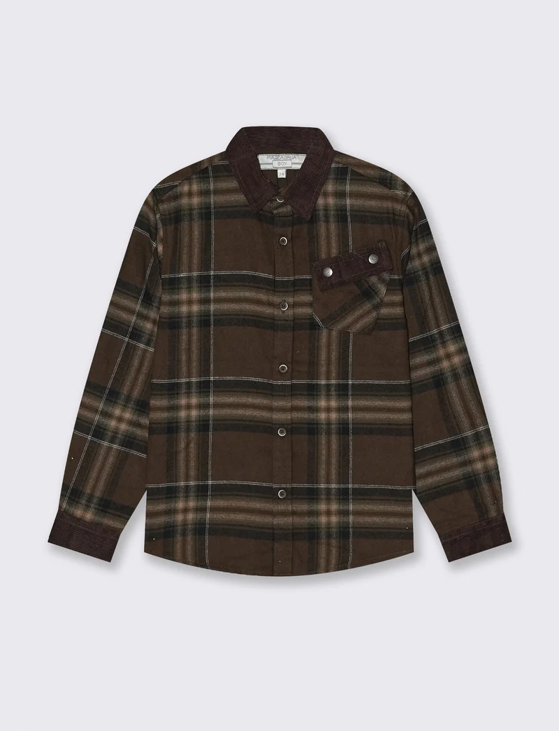 Camicia in flanella a quadri con tasca - Fantasia