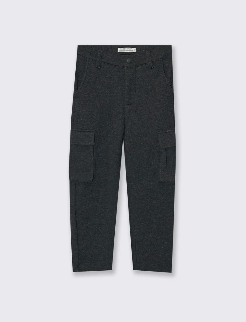 Pantaloni milano melange con tasconi - Grigio mel.