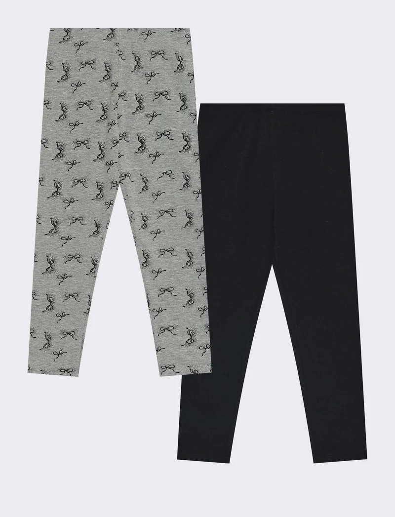 Leggings 2-pack con motivi stampati - Nero