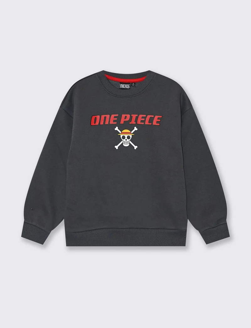 Felpa girocollo One Piece grigio piombo - Grigio piombo