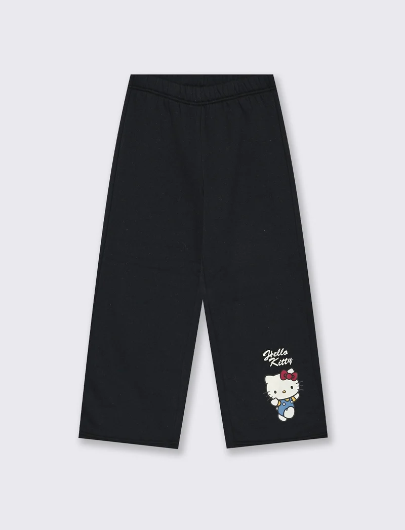 Jogger in felpa con stampa Hello Kitty - Nero