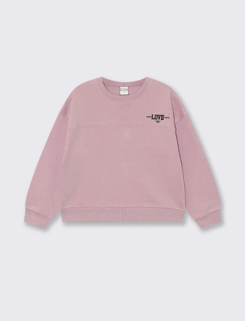 Felpa girocollo sporty-chic per bambina - Rosa polvere