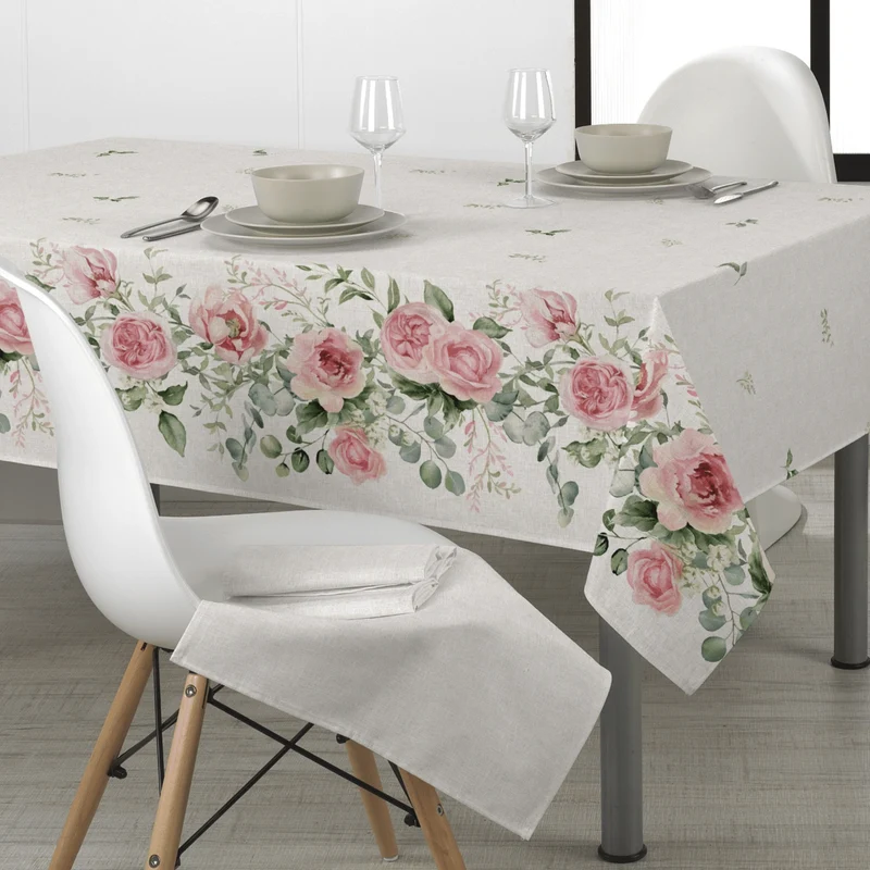 Tessuto per Tovaglie con abbassamento H 160 cm - ROSE/SABBIA