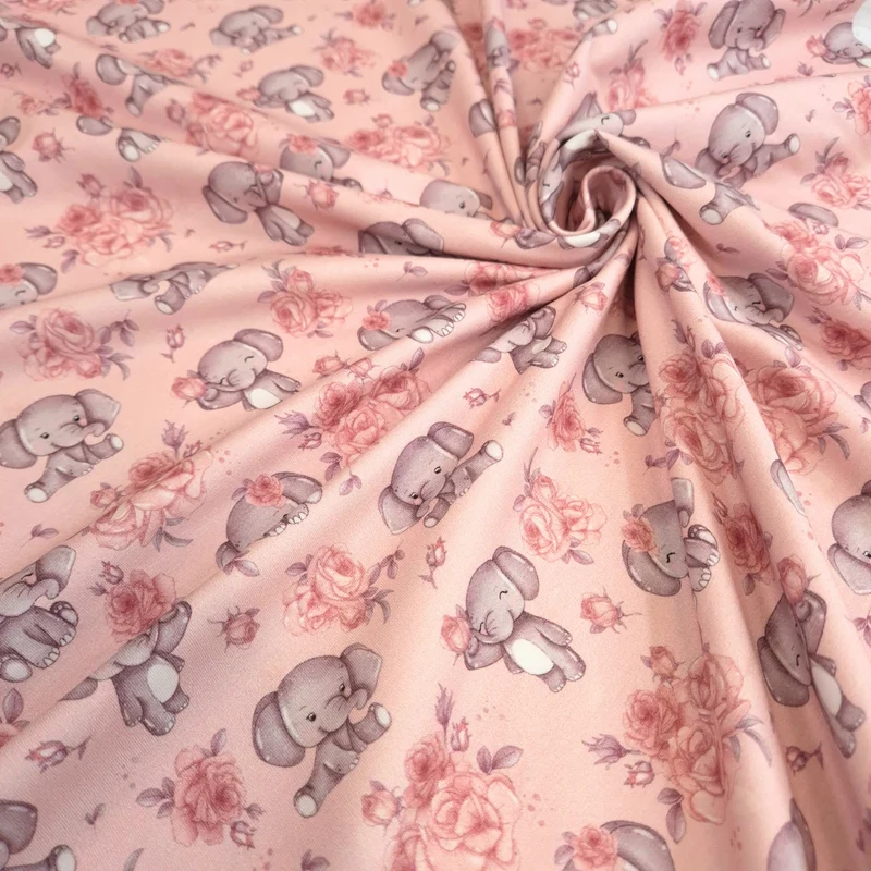 Jersey di Cotone Digital H 150 cm - ELEFANTINI E ROSE