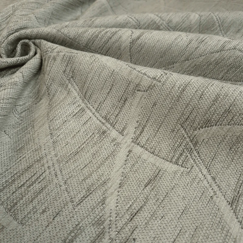 Tessuto Arredo Ciniglia/Jacquard H 140 cm - GEOMETRICO GRIGIO VERDE/LUREX ARGENT