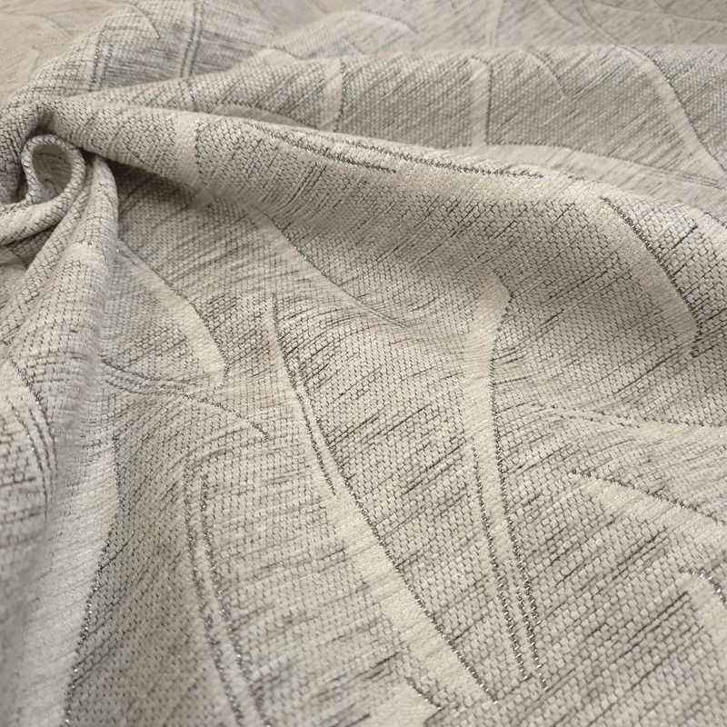 Tessuto Arredo Ciniglia/Jacquard H 140 cm - GEOMETRICO GRIGIO/LUREX ARGENTO