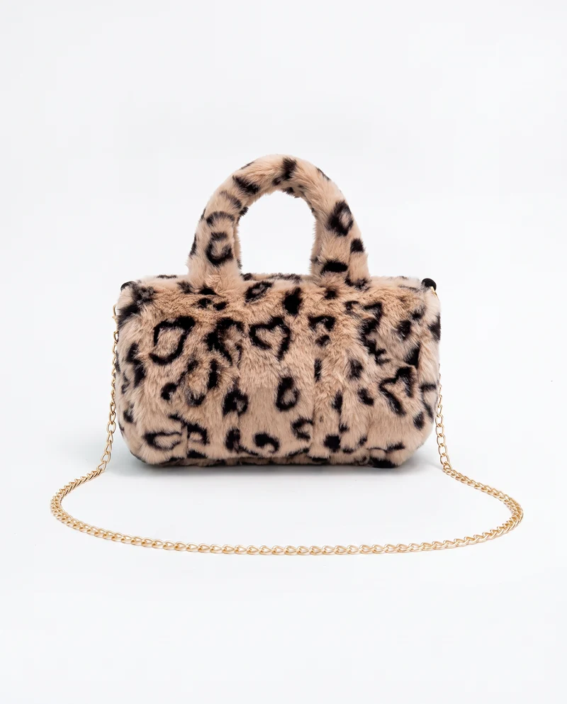 Borsa bauletto in finta pelliccia - Leopardato