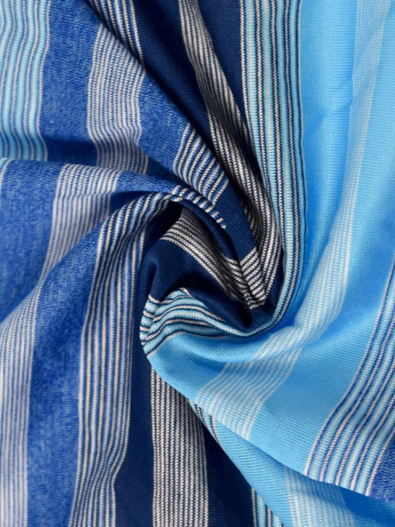 Jersey in cotone makò a righe fiammato celeste