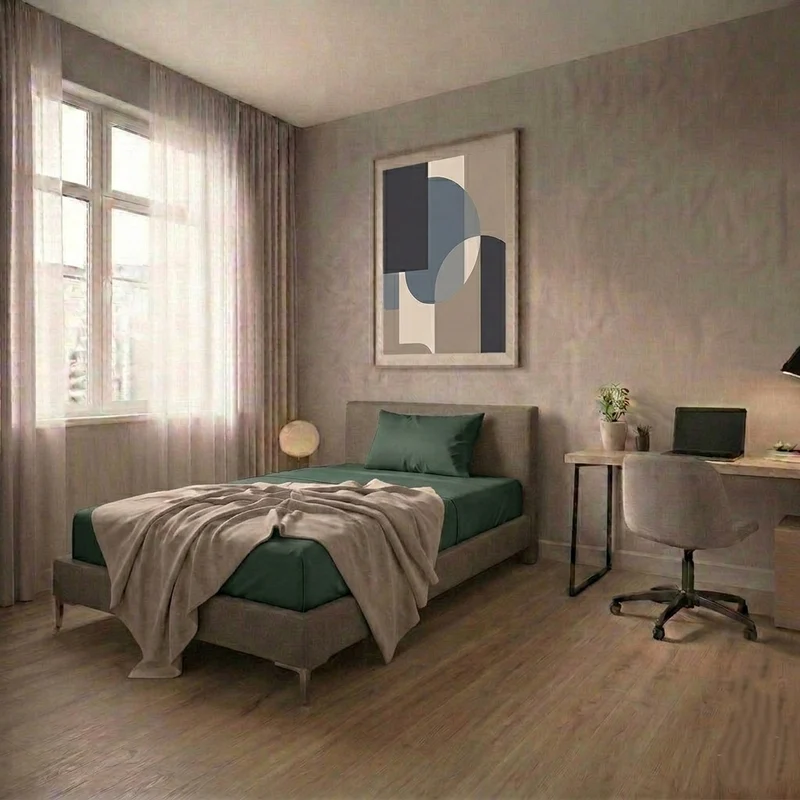 Completo Letto Singolo in Cotone Atelier Fragrance Tinta Unita Dark Green