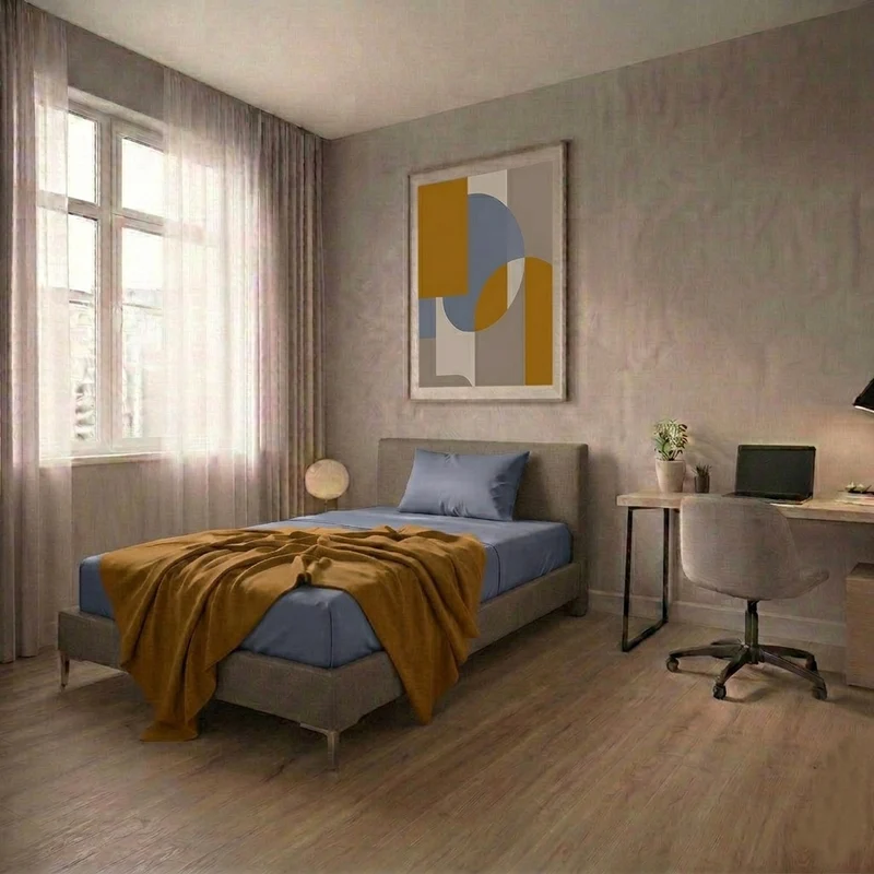 Completo Letto Singolo in Cotone Atelier Fragrance Tinta Unita Blue
