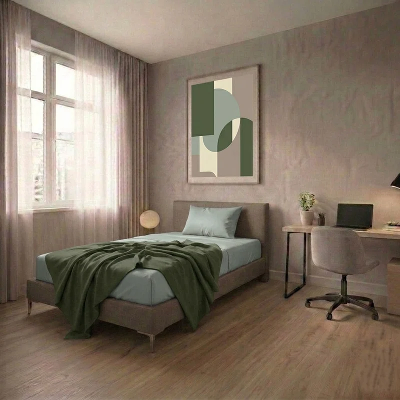 Completo Letto Singolo in Cotone Atelier Fragrance Tinta Unita Sage Green