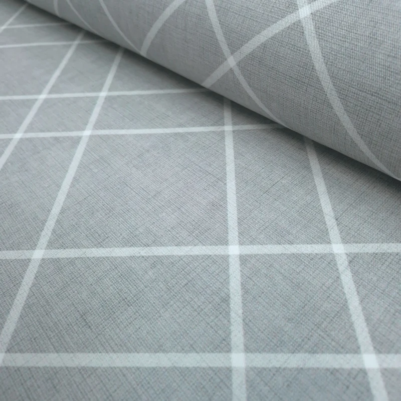 Tessuto no stiro H 150 cm - LINEE BIANCHE/GRIGIO SATURNO