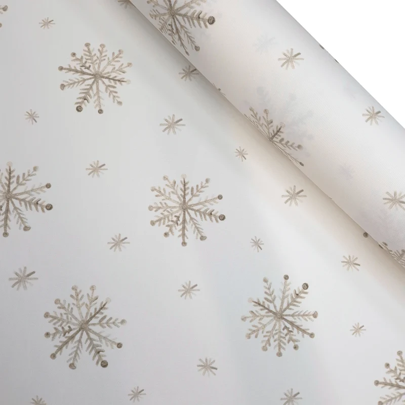 Tessuto no stiro H 150 cm - FIOCCHI DI NEVE BEIGE