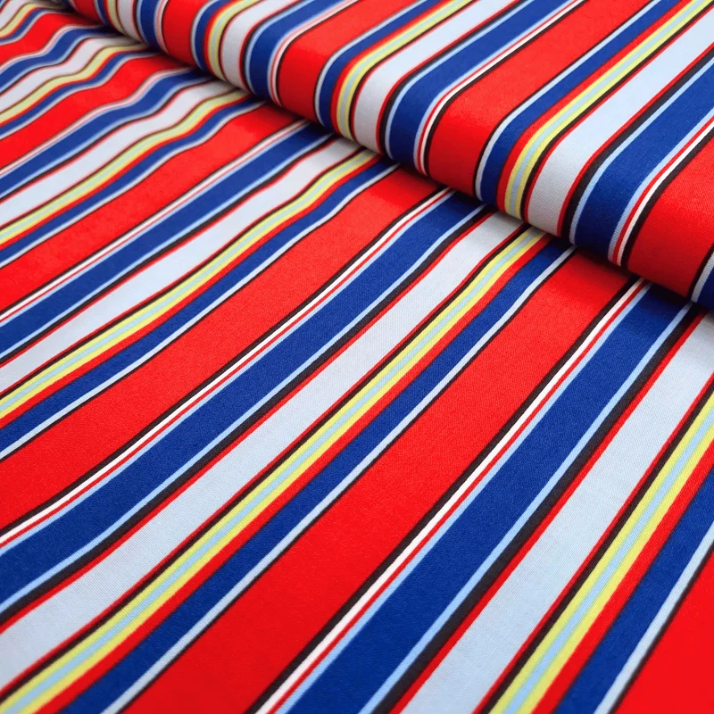 Cotone Americano H 110 cm - RIGHE ROSSO/BLU