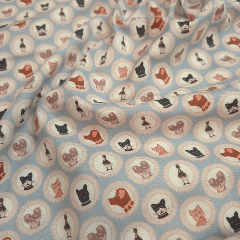 Cotone Americano - Collezione Love Family ANIMAL TEAM/AZZURRO POLVERE