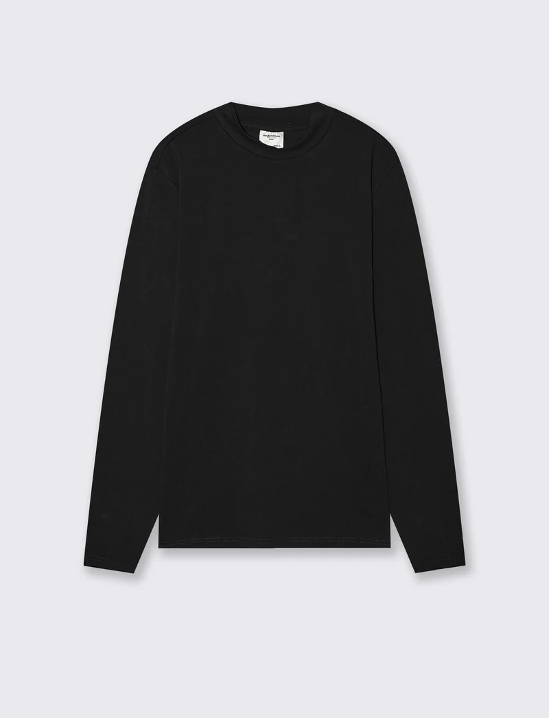 T-shirt lupetto maniche lunghe slim fit - Nero